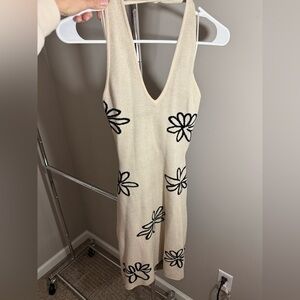 Altar'd State Cream and Black Floral Midi Dress